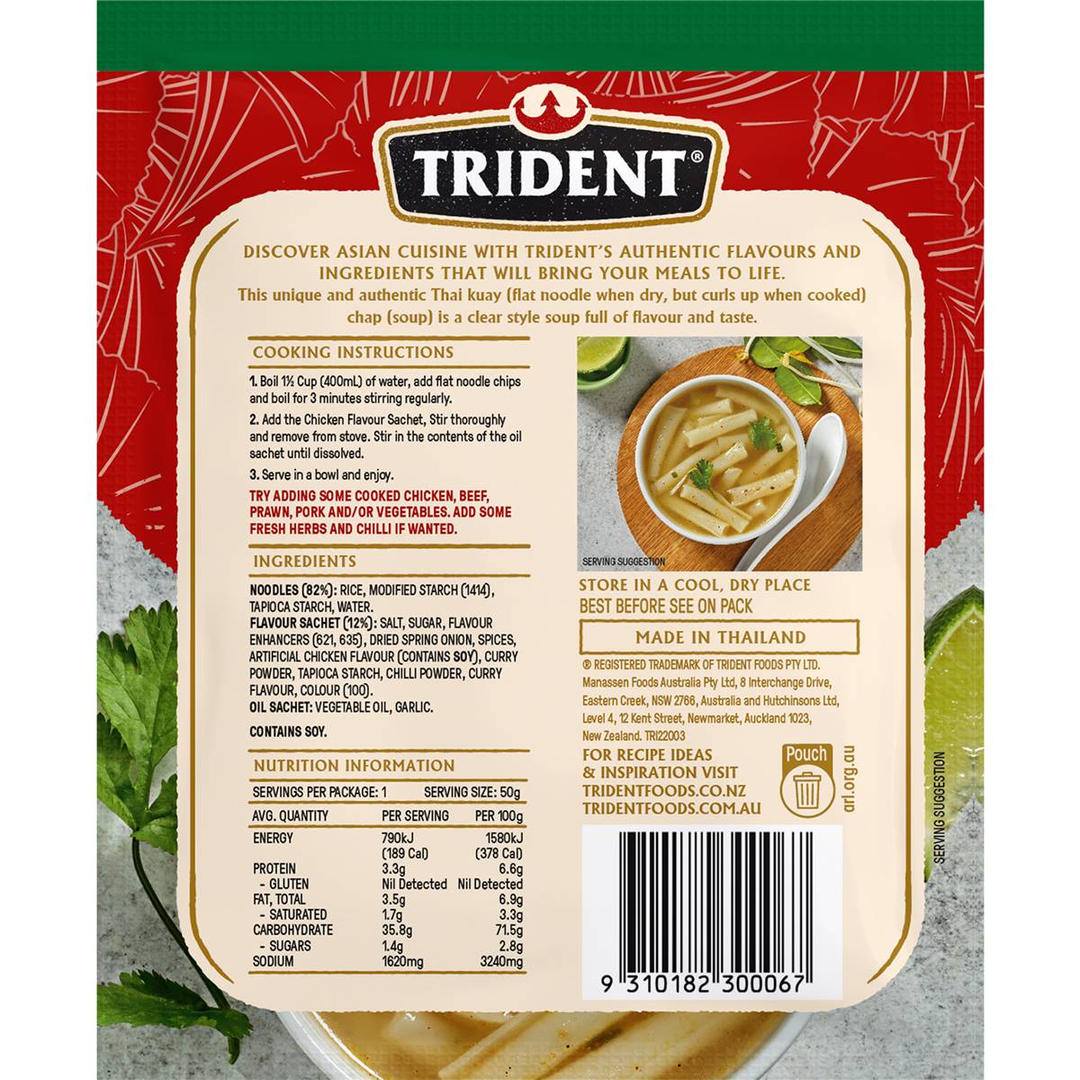 Trident Instant Soup Thai Chicken With Noodles 50g Woolworths