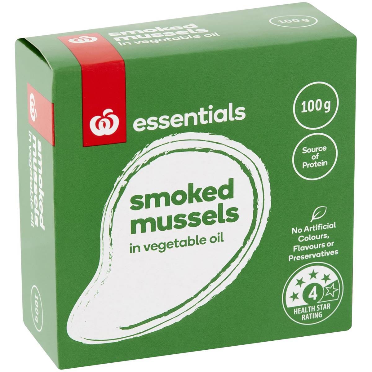 Essentials Mussels Smoked 100g Woolworths