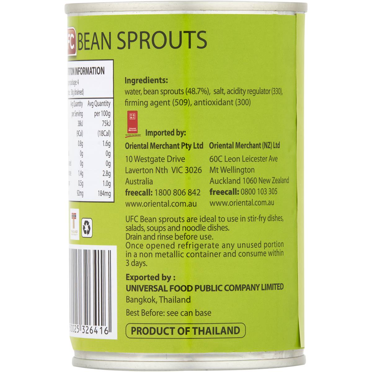 Ufc Canned Bean Sprouts 410g Woolworths