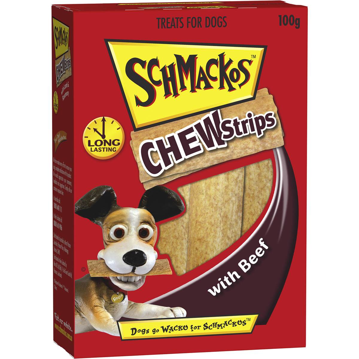Schmackos Chew Strips With Beef Dog Treats 100g Woolworths