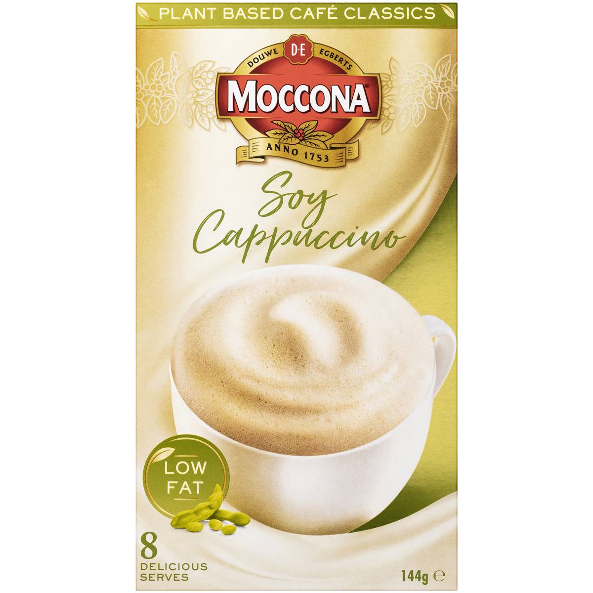 Moccona Plant Based Coffee Sachets Soy Cappuccino 8 Pack Woolworths