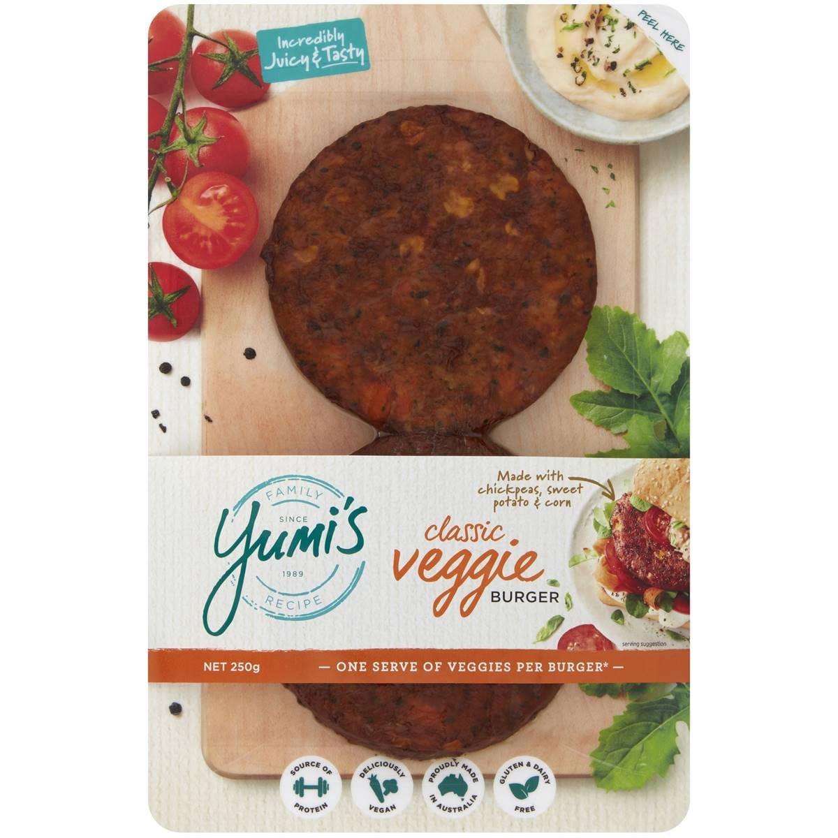 Yumi's Classic Veggie Burger 250g Woolworths