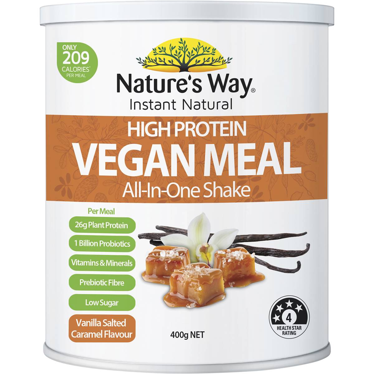Nature's Way Instant Natural High Protein Vegan Vanilla Salted Caramel
