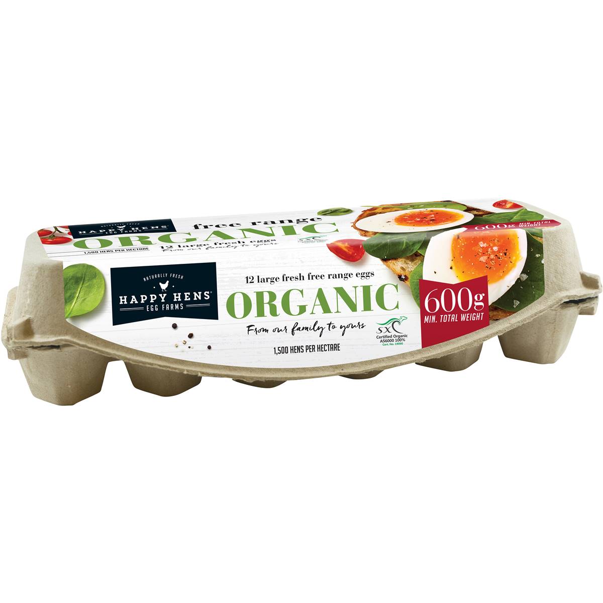 Happy Hens Egg Farm 12 Large Free Range Organic Eggs 600g Woolworths