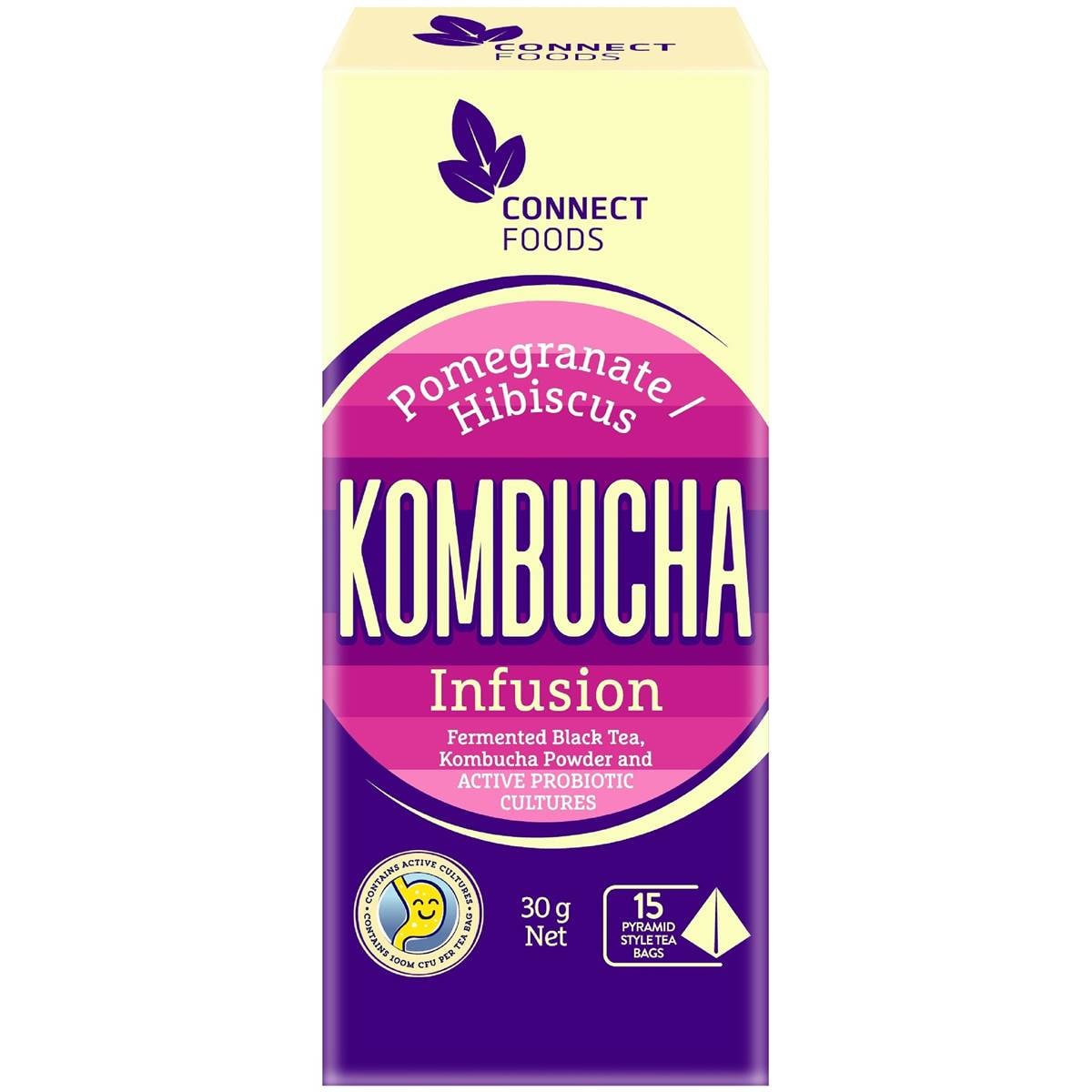 Connect Foods Kombucha Infusion Black Tea Bags Pomegranate & Hibiscus