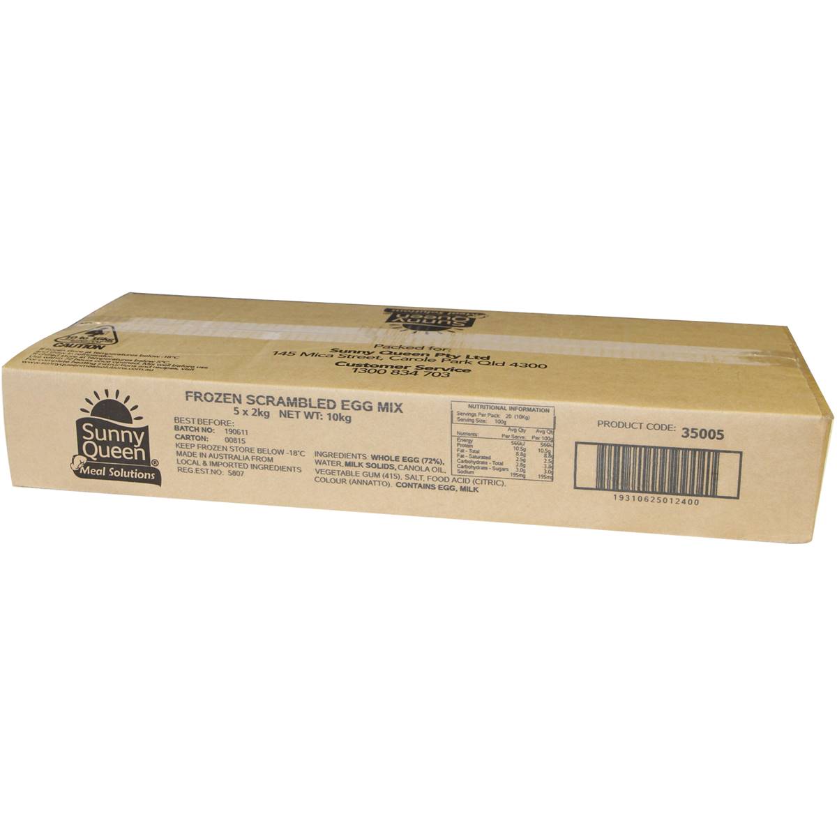 Sunny Queen Frozen Scrambled Egg Mix 2kg X5 Pack Woolworths