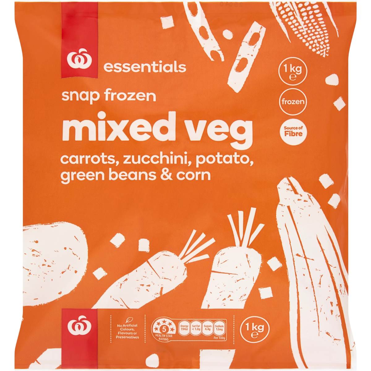 Essentials Frozen Mixed Vegetables 1kg Woolworths