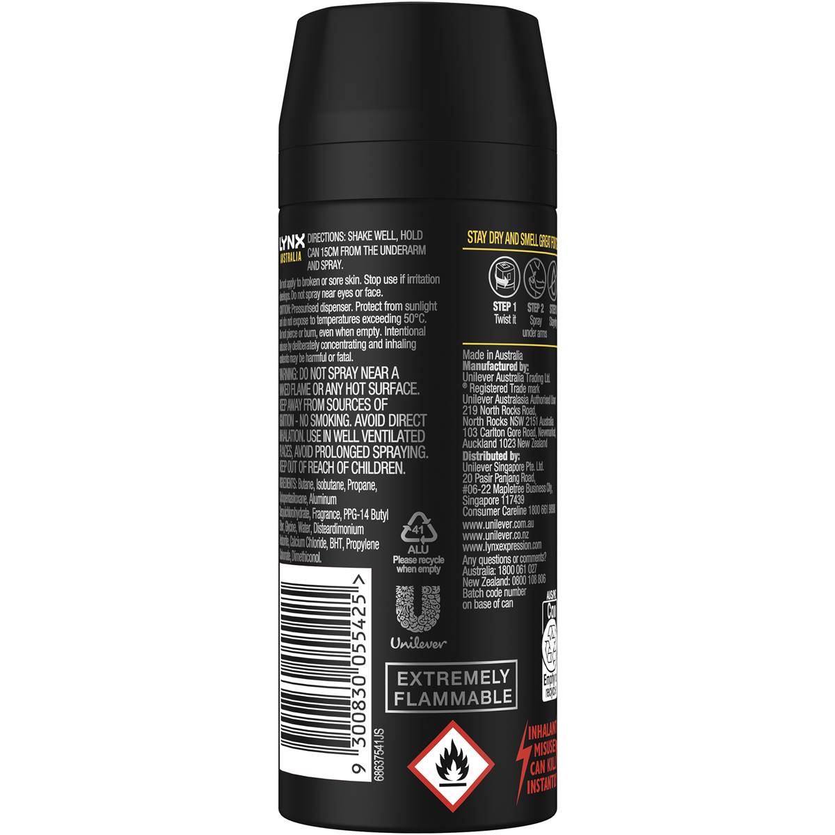 Lynx Australia Antiperspirant Aerosol Deodorant 165ml | Woolworths