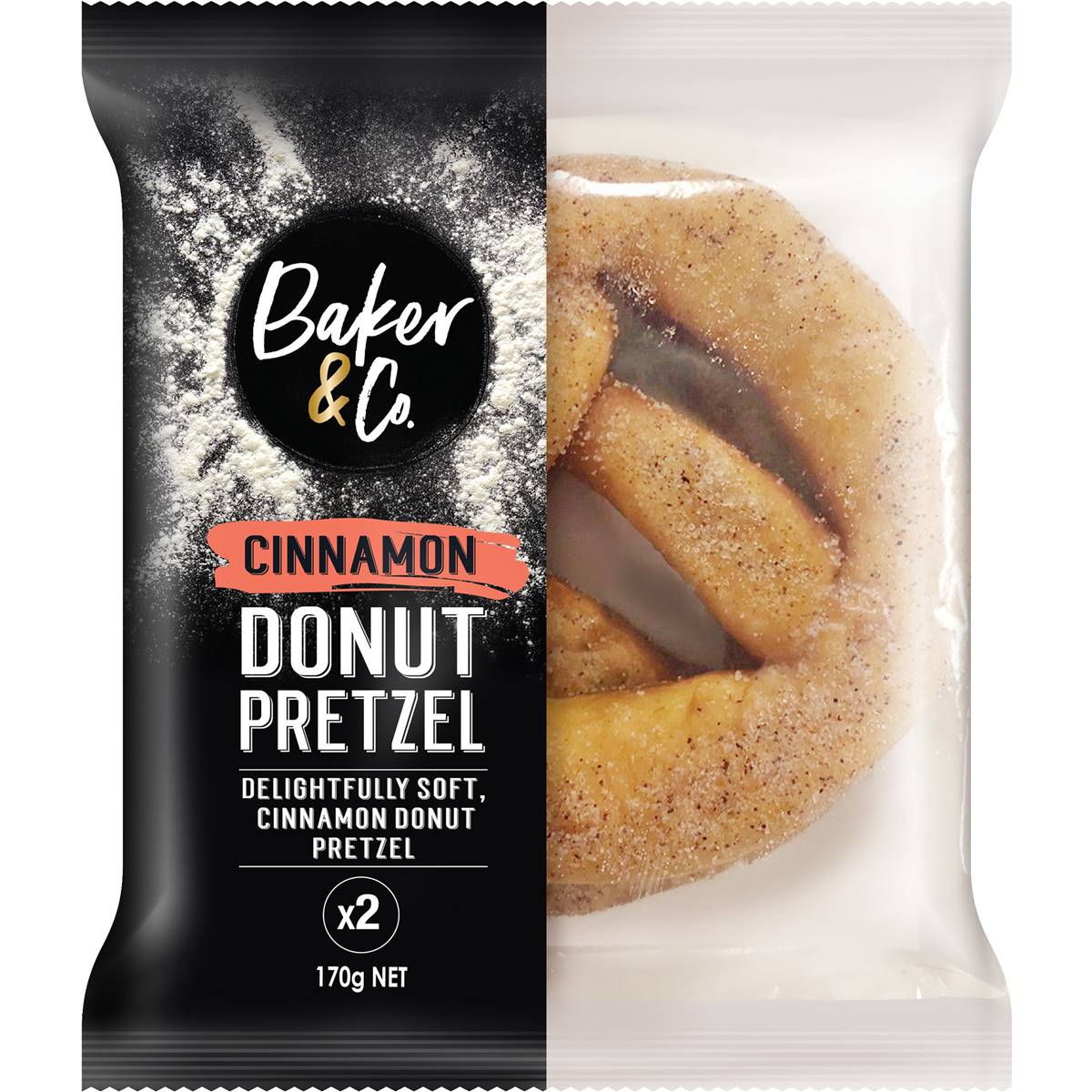 Baker & Co. Cinnamon Donut Pretzel 2 Pack Woolworths