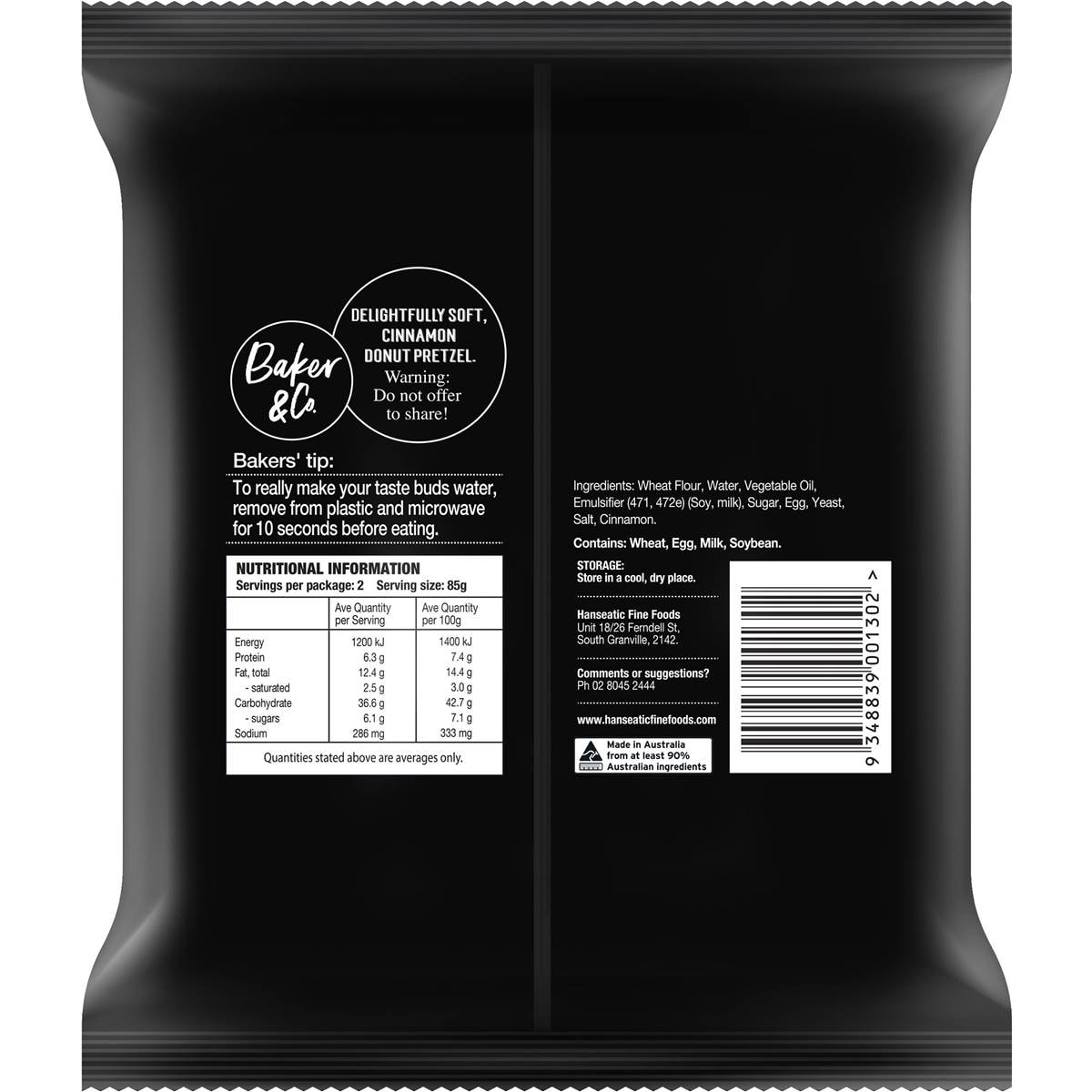 Baker & Co. Cinnamon Donut Pretzel 2 Pack Woolworths