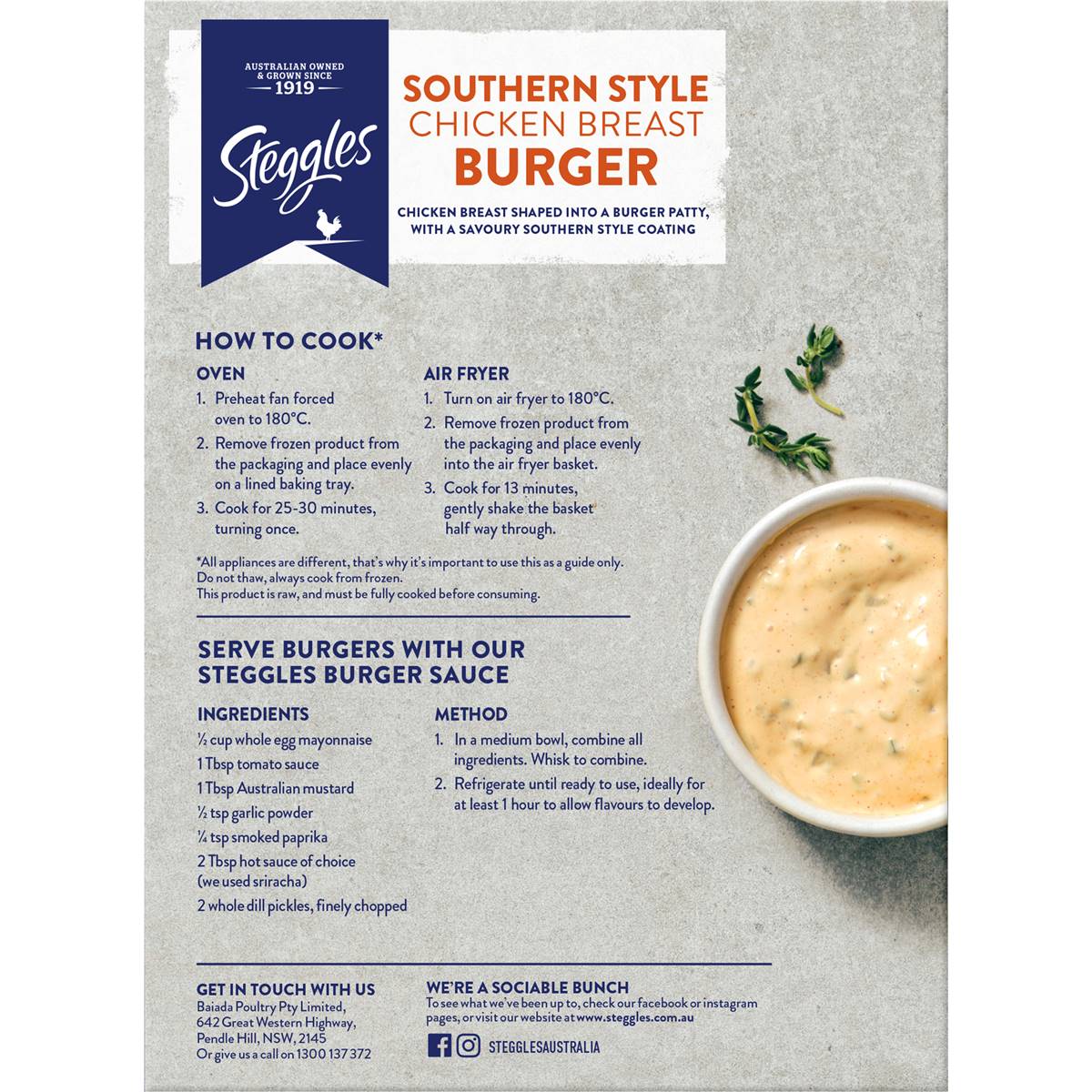 Steggles Chicken Breast Burgers Southern Style 360g Woolworths