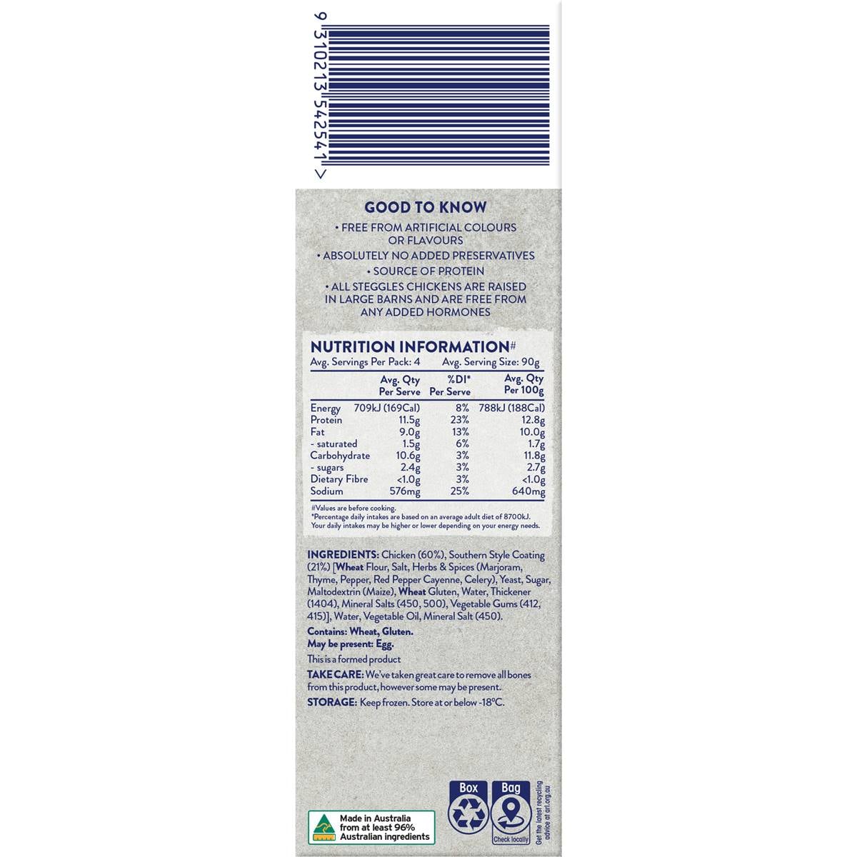 Steggles Chicken Breast Burgers Southern Style 360g Woolworths