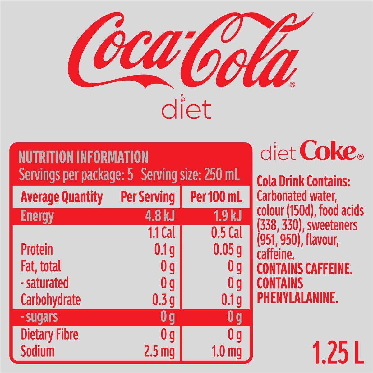 Coca Cola Diet Soft Drink Bottle 1 25l Woolworths