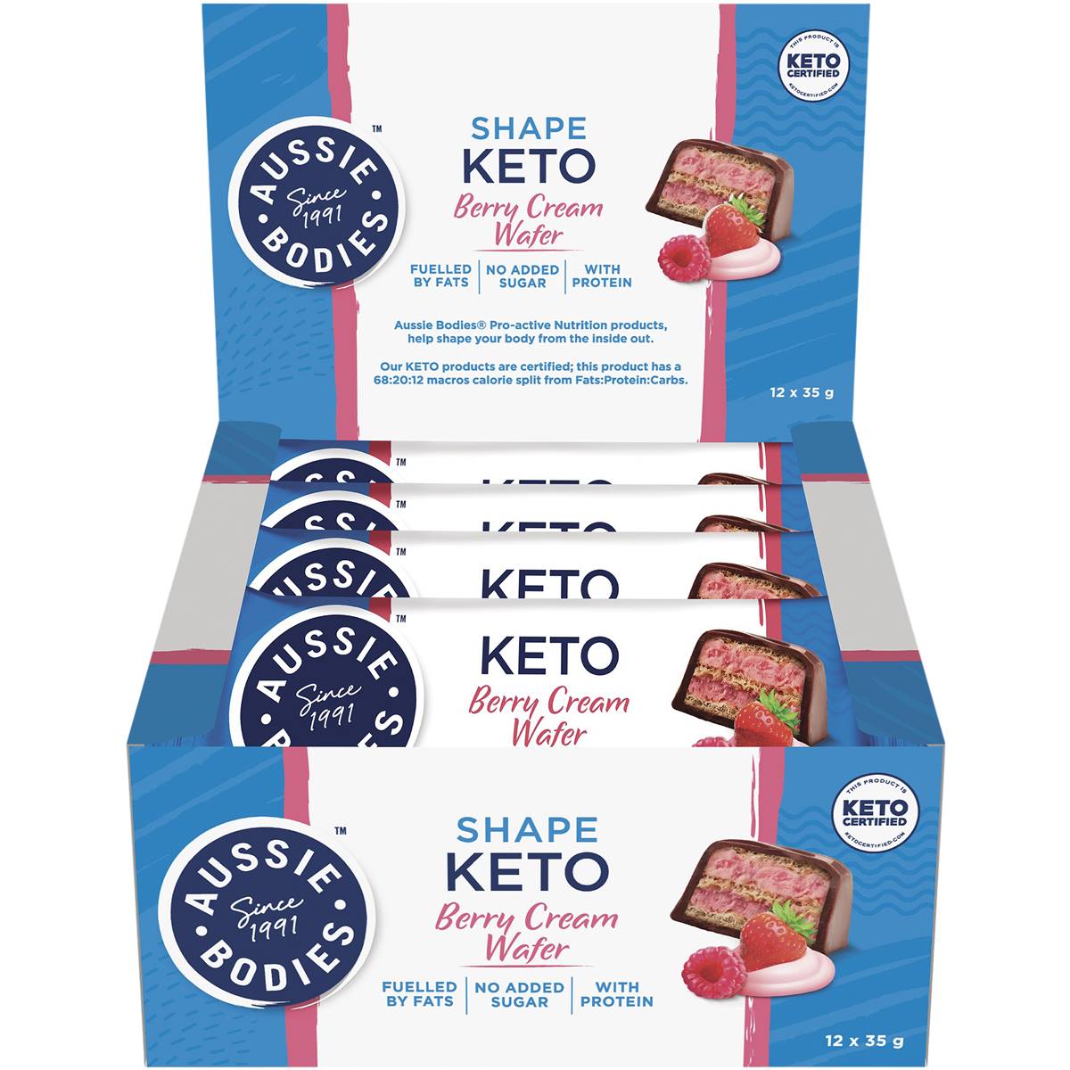 Aussie Bodies Keto Bar Berry Cream Wafer 35g Woolworths