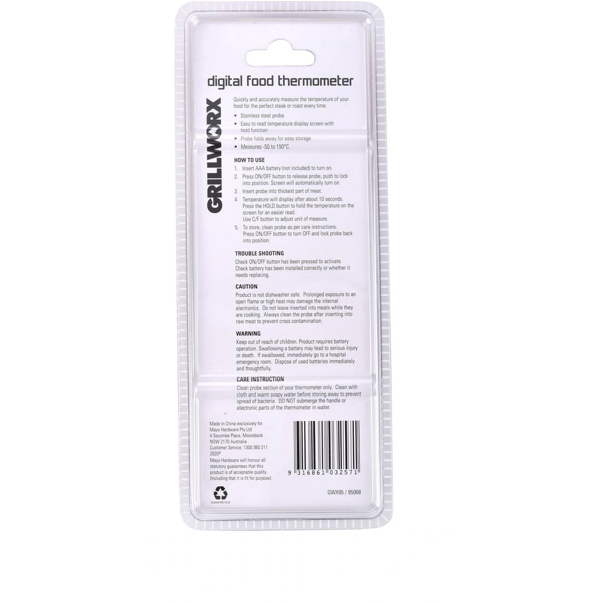 Grillworx Digital Food Thermometer Each Woolworths