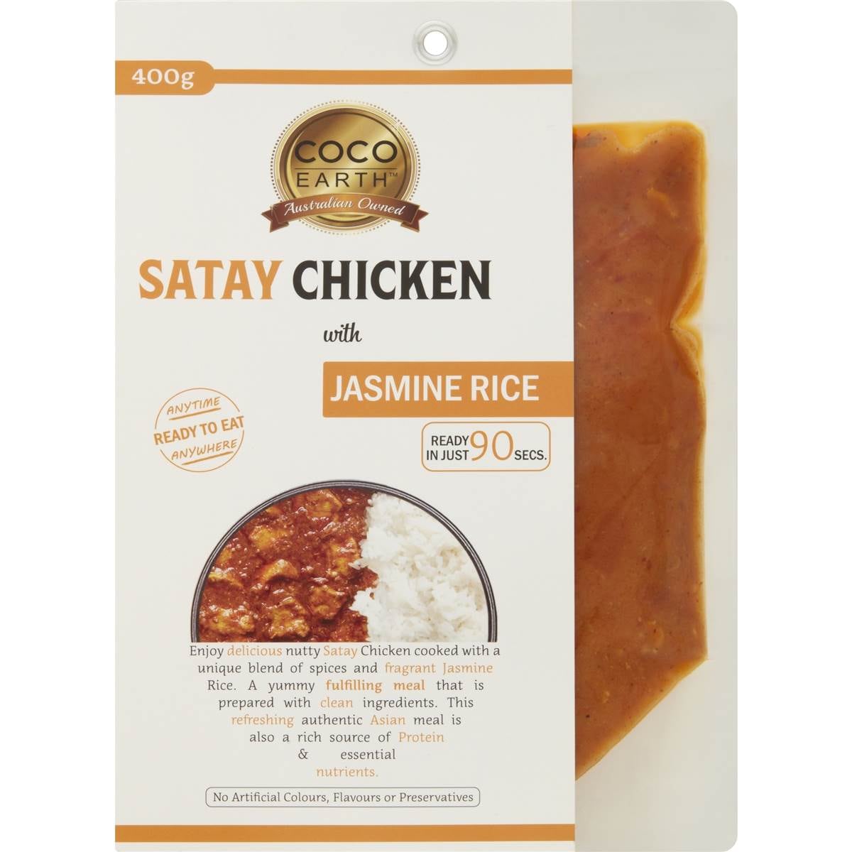 Coco Earth Satay Chicken With Jasmine Rice 400g Woolworths
