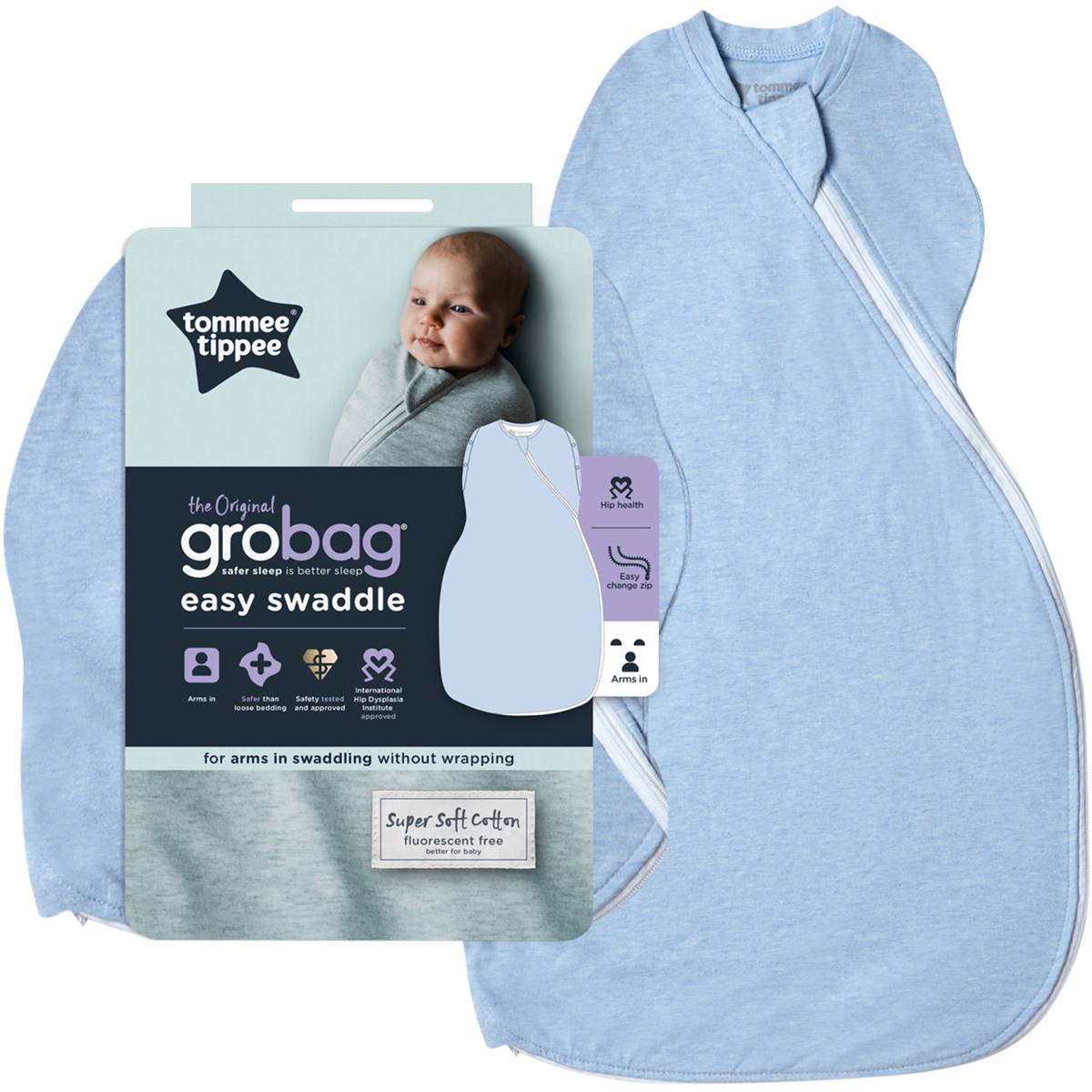 Tommee Tippee Grobag Easy Swaddle Blue Marle Each Woolworths