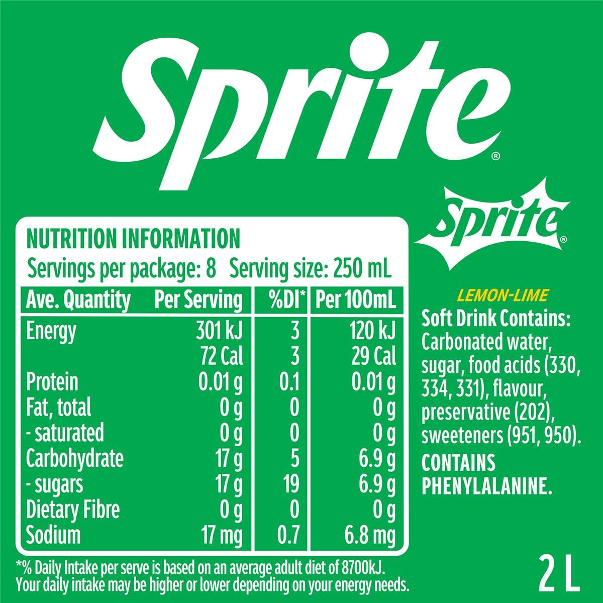 Sprite Lemonade Soft Drink Bottle 2l Woolworths