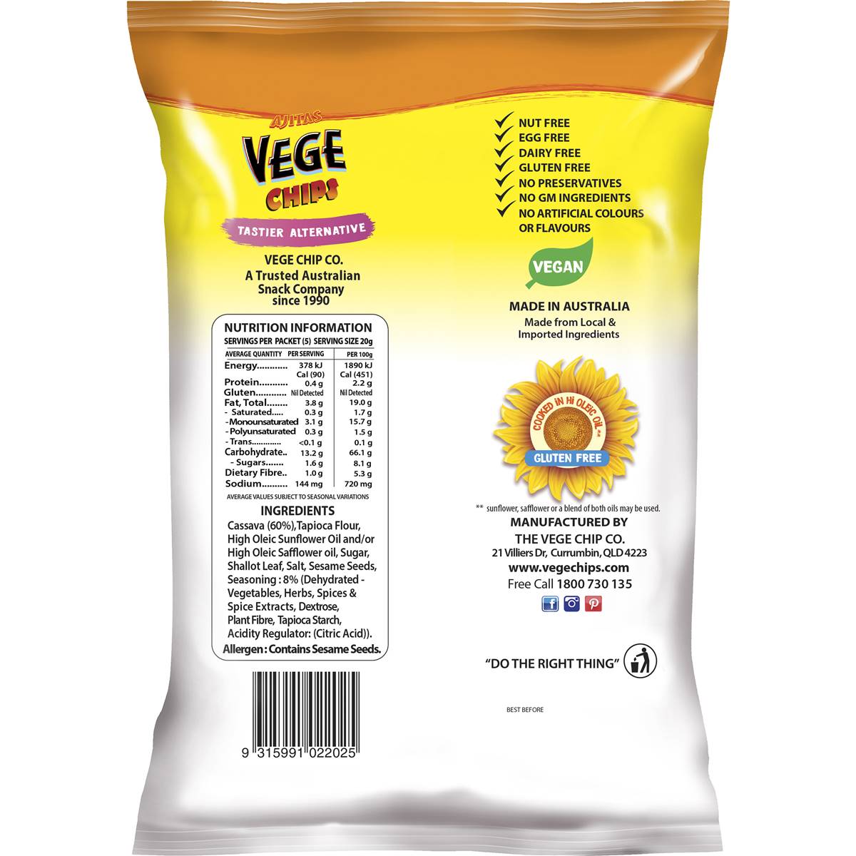 Vege Chips Barbeque 100g Woolworths