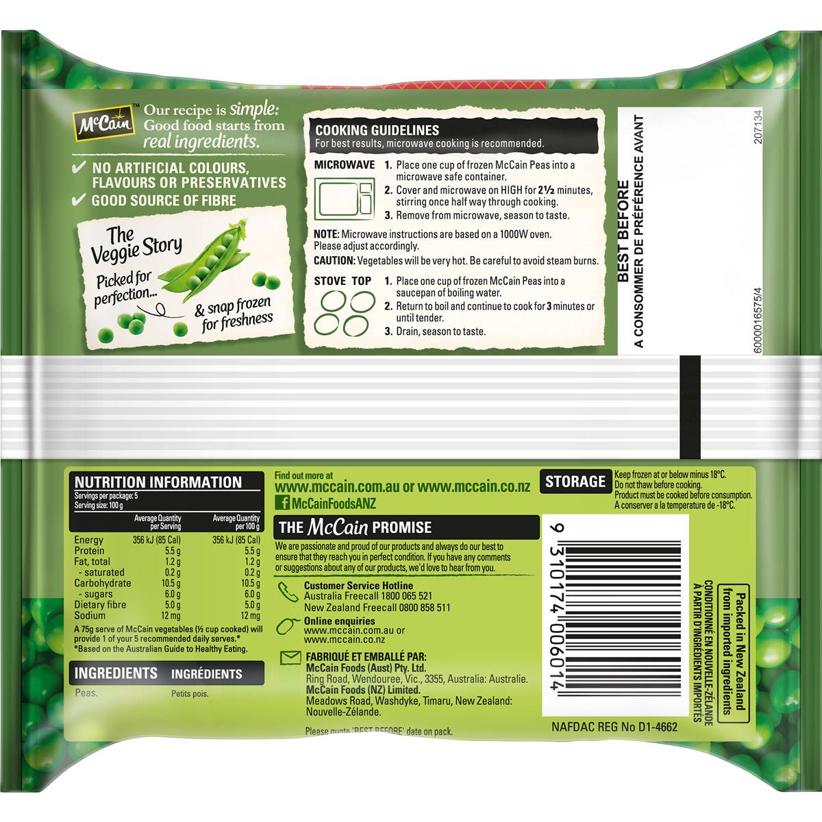 Mccain Frozen Peas 500g Woolworths