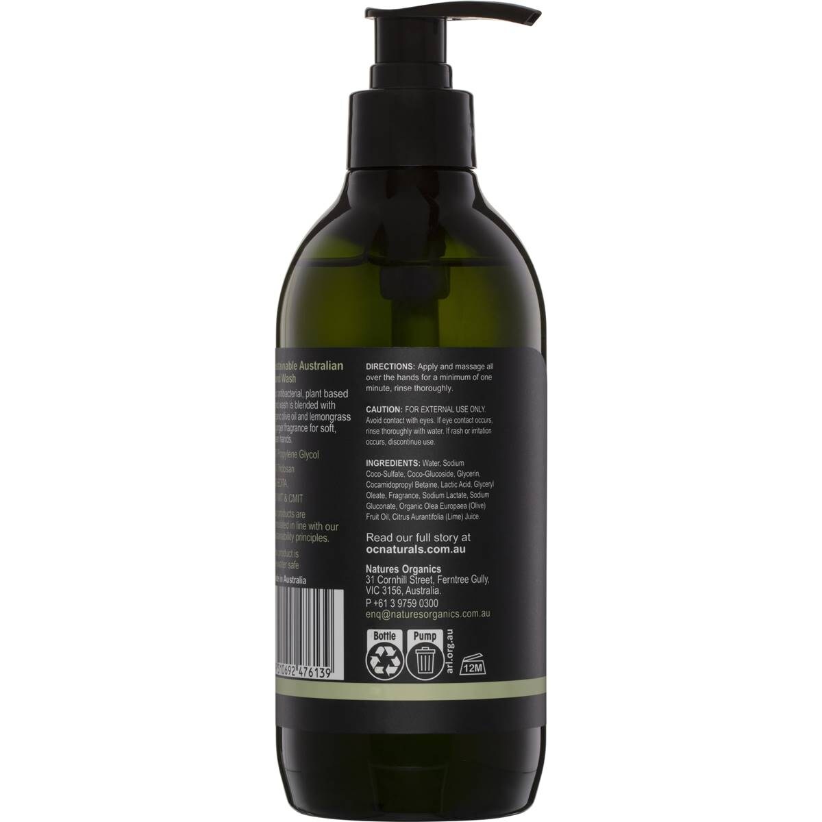 Organic Care Antibacterial Hand Wash Lemongrass & Ginger 400ml Woolworths