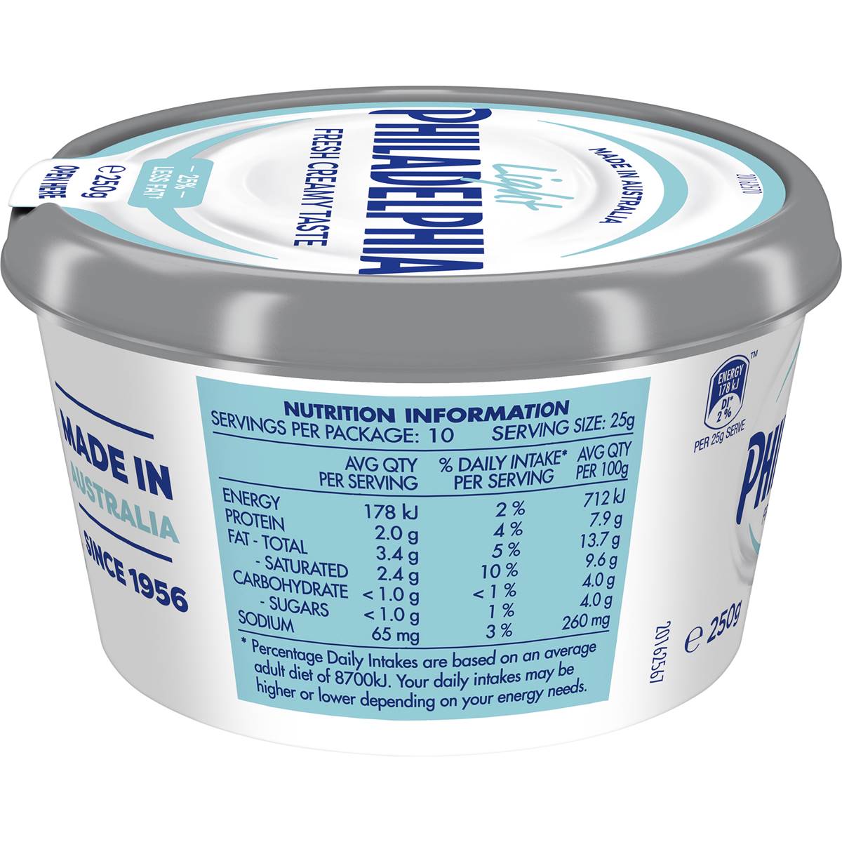 Philadelphia Light Cream Cheese Spread Tub 250g Woolworths