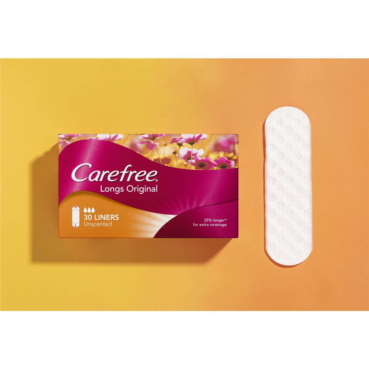Carefree Longs Original Unscented Panty Liners 30 Pack Woolworths