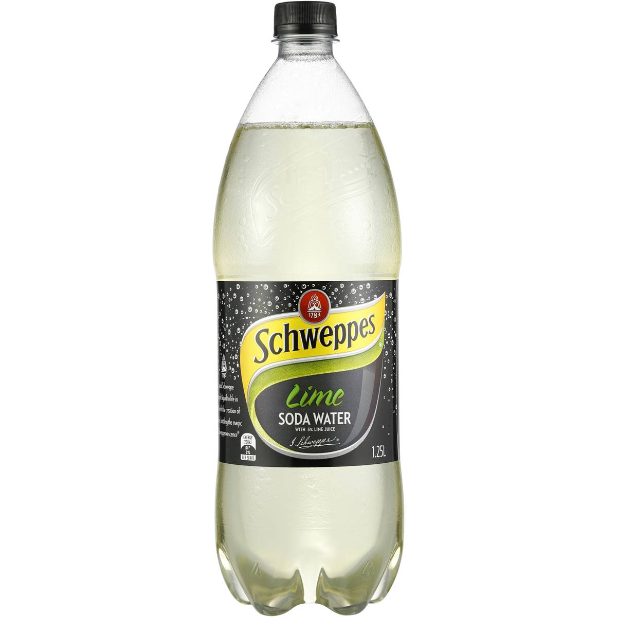 Schweppes Soda Water With A Lime Twist Bottle 1 25l Woolworths