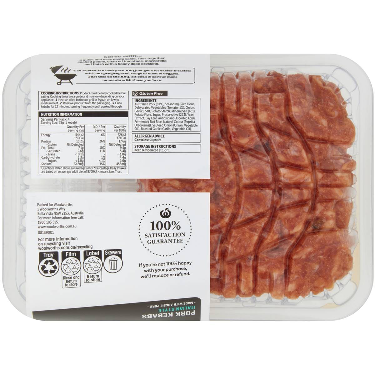 Woolworths Bbq Pork Kebabs Italian Style 300g Woolworths
