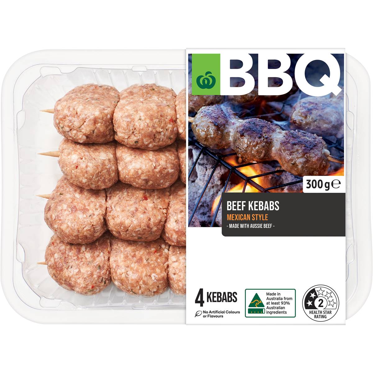 Woolworths Bbq Beef Mince Kebabs Mexican Style 300g Woolworths