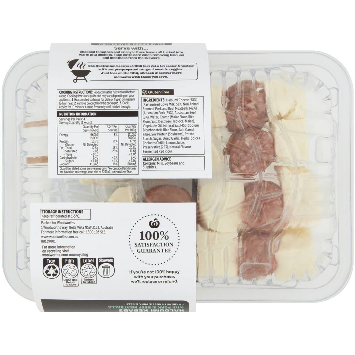 Woolworths Bbq Haloumi Kebabs With Pork & Beef Meatballs 240g Woolworths