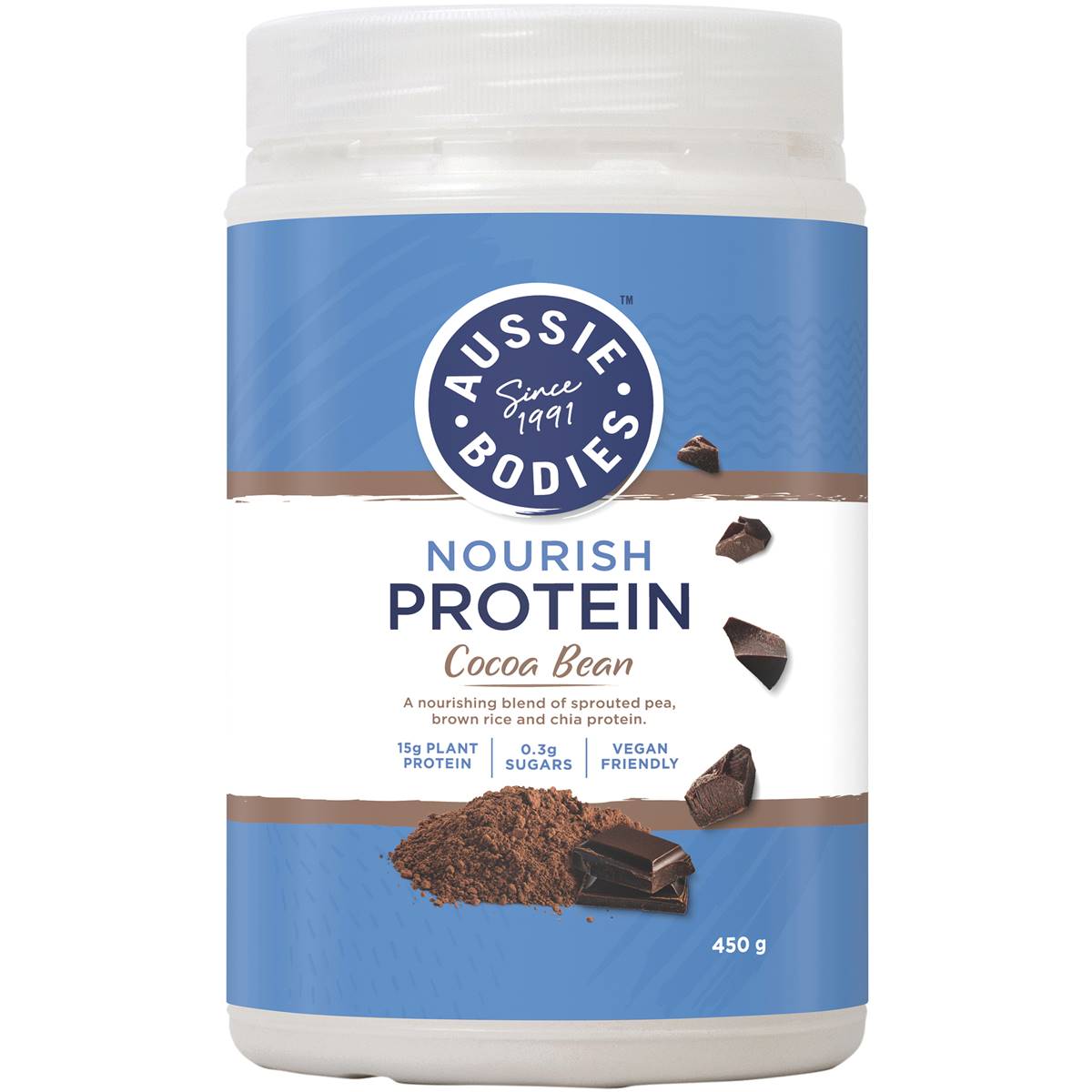 Aussie Bodies Nourish Protein Cocoa Bean 450g Woolworths