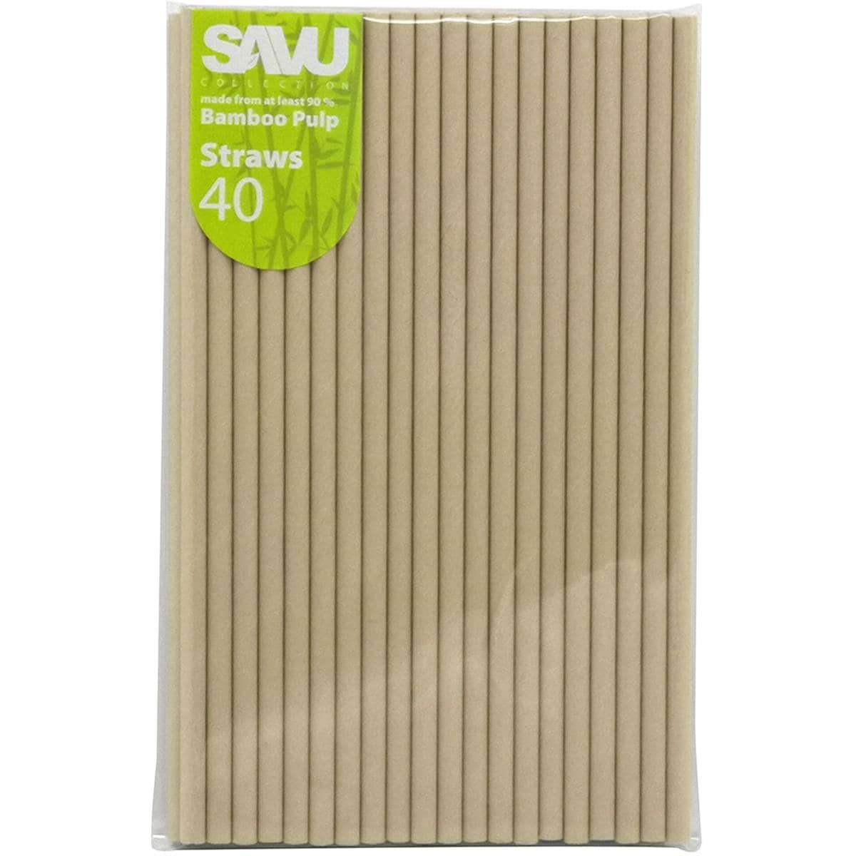 Savu Bamboo Pulp Straws 40 Pack Woolworths