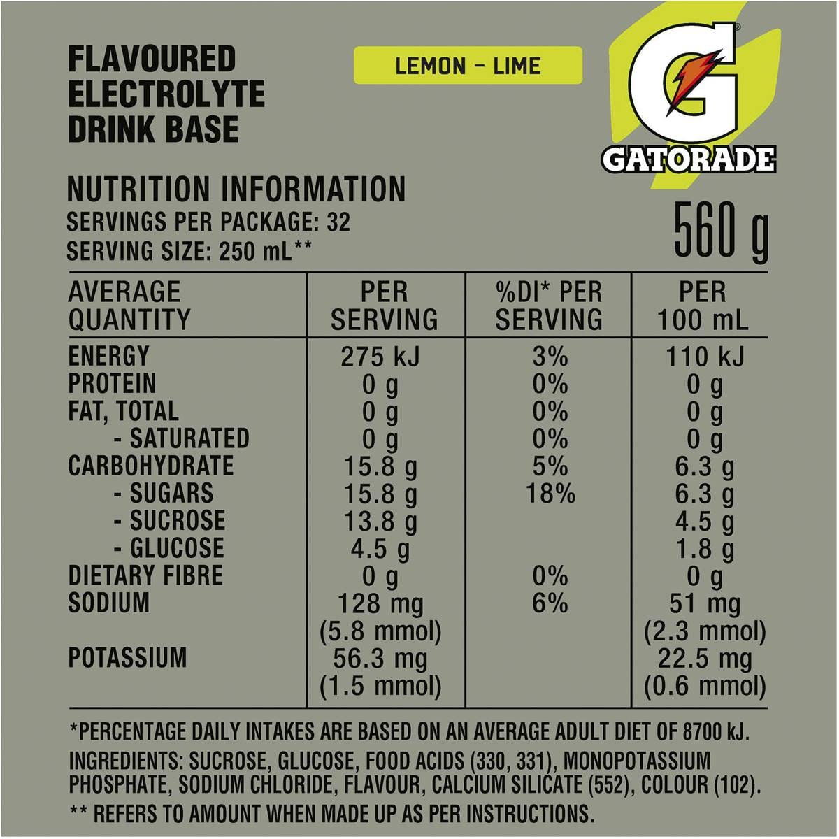 Gatorade Powder Sports Drinks Lemon Lime Electrolyte Hydration Tub 560g
