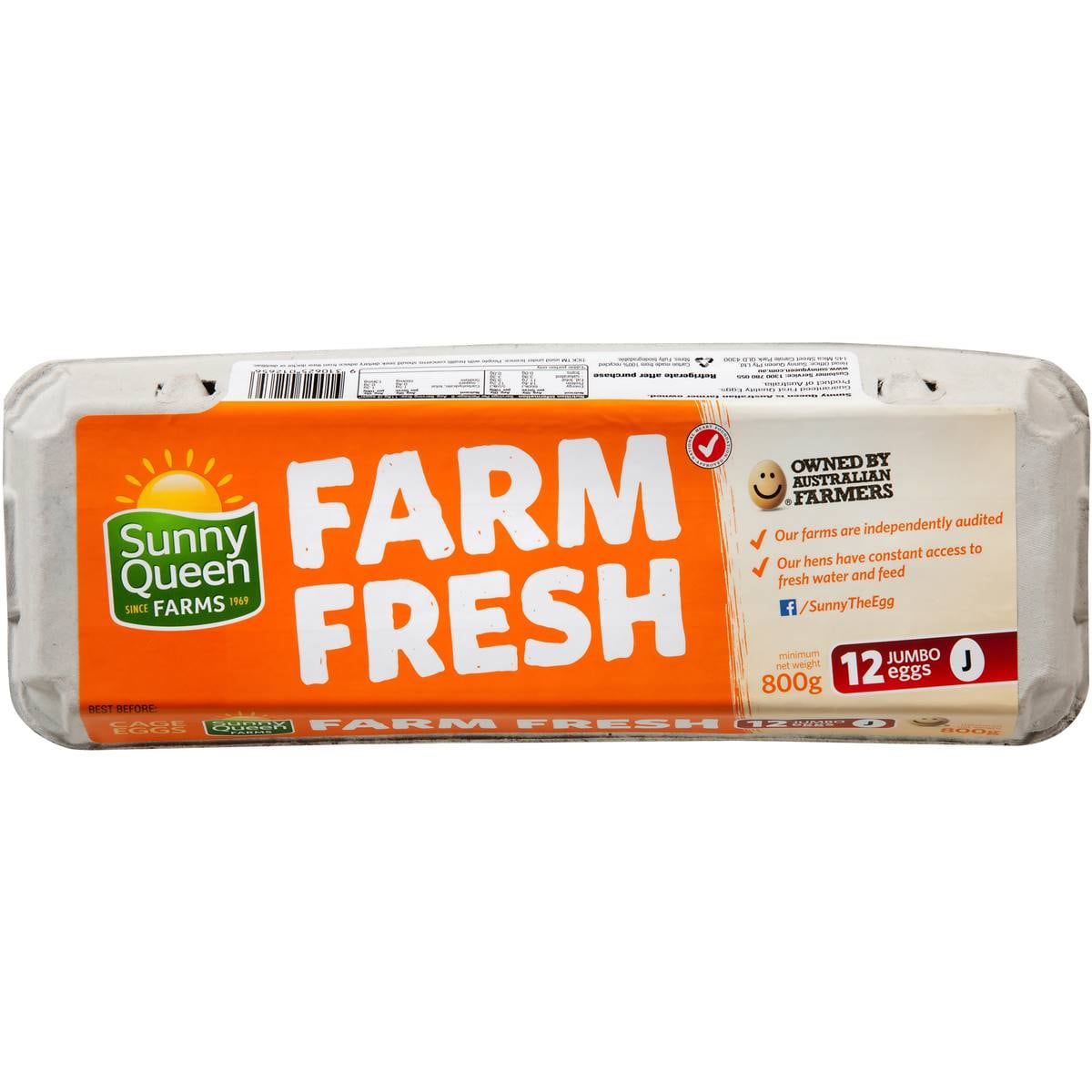 Sunny Queen 12 Jumbo Caged Eggs 800g Woolworths