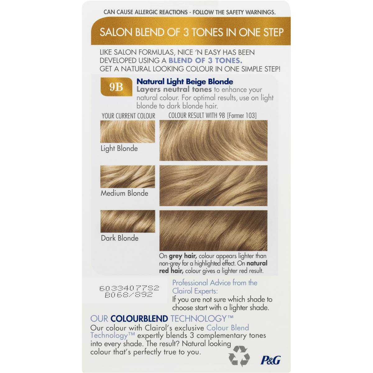 Clairol Nice N Easy 9b Natural Light Beige Blonde Each | Woolworths