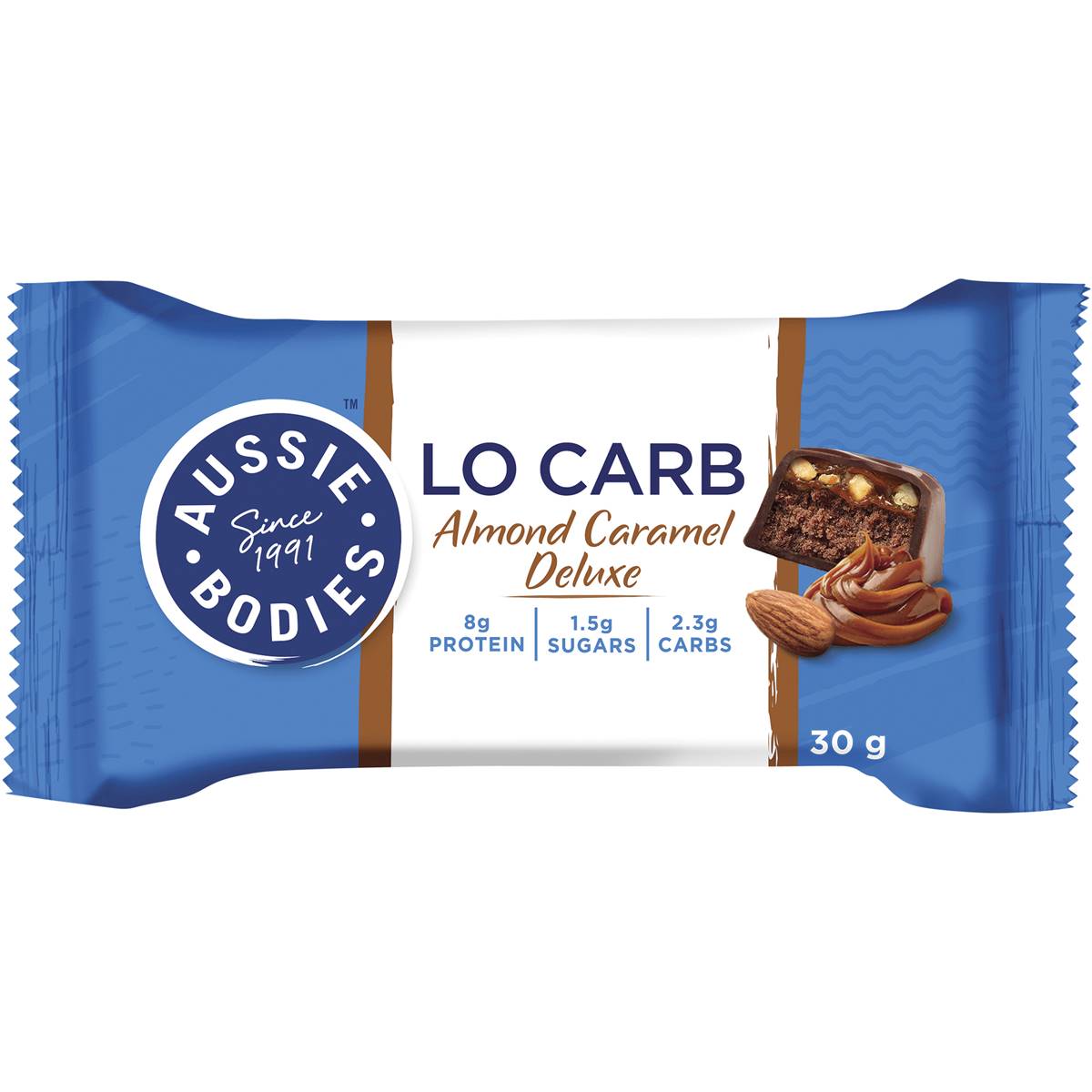 Aussie Bodies Lo Carb Protein Bar Almond Caramel Deluxe 4x30g Woolworths