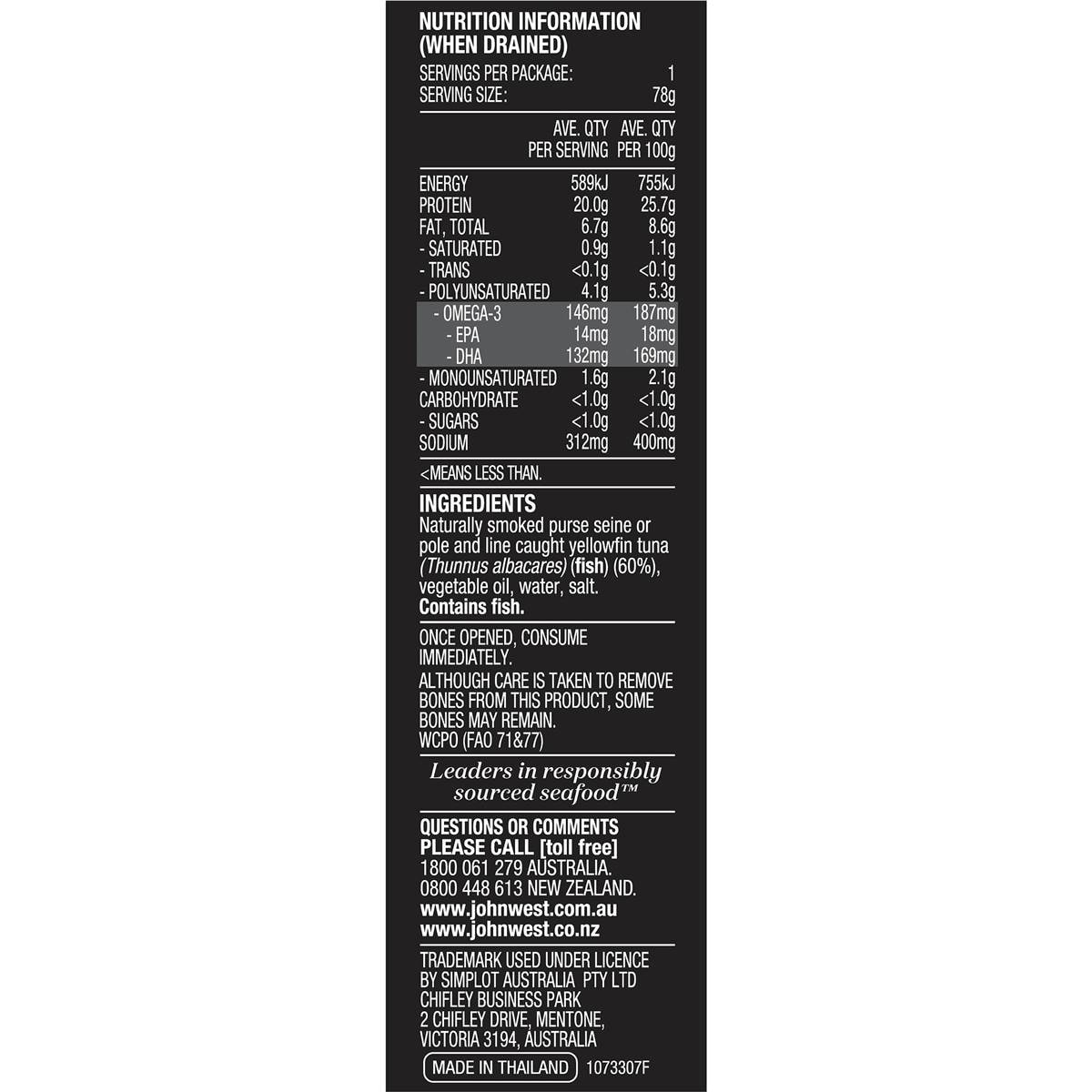 John West Tuna Slices Smoked In Olive Oil 125g Woolworths