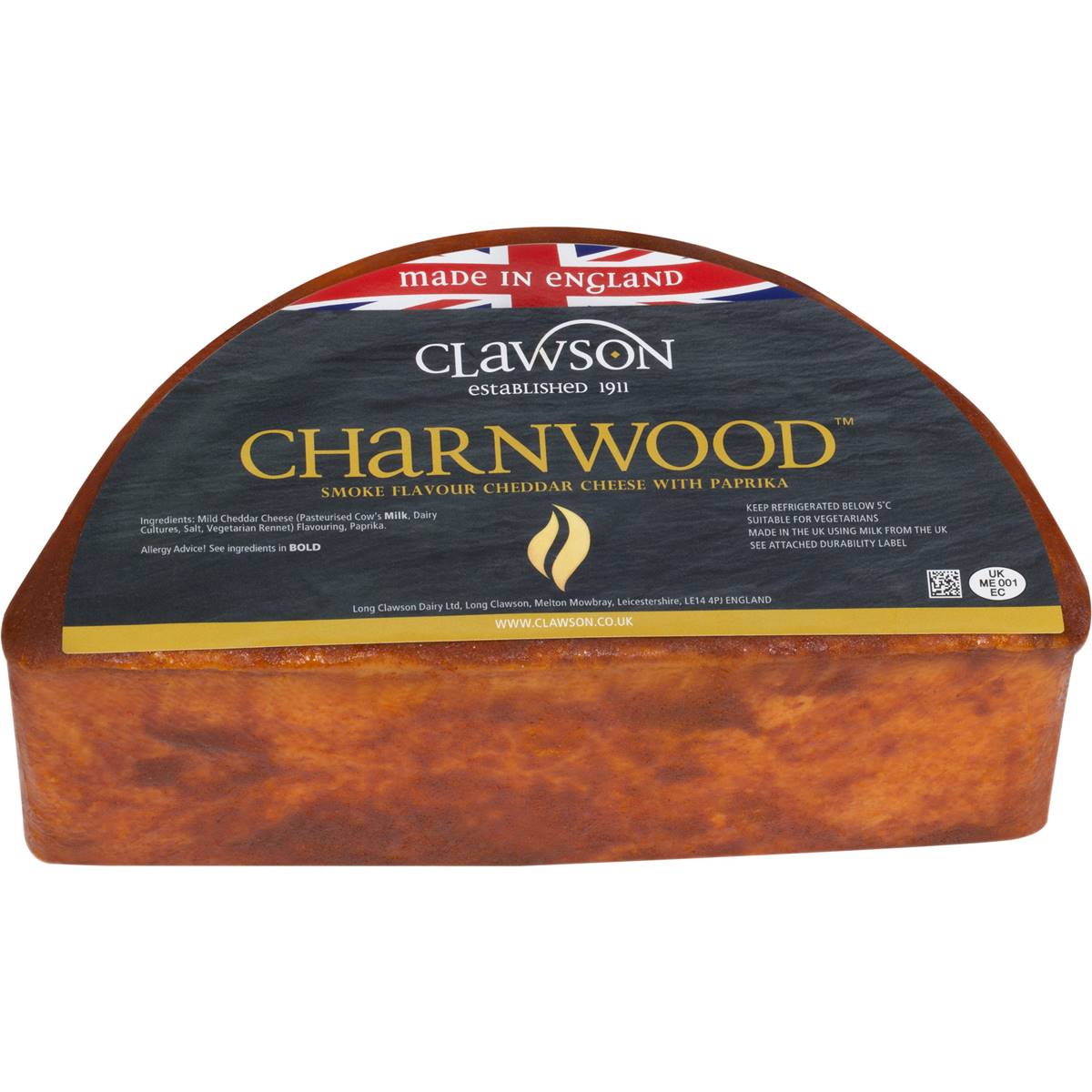 Clawson Charnwood Smoke Flavour Cheddar Cheese With Paprika 1kg