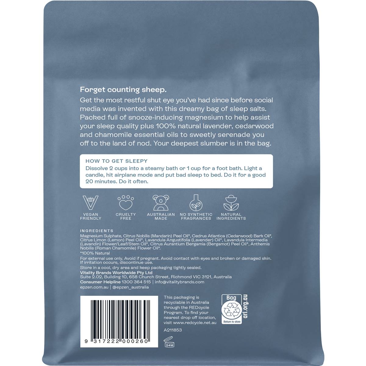 Epzen Sleep Magnesium Bath Crystals 900g Woolworths