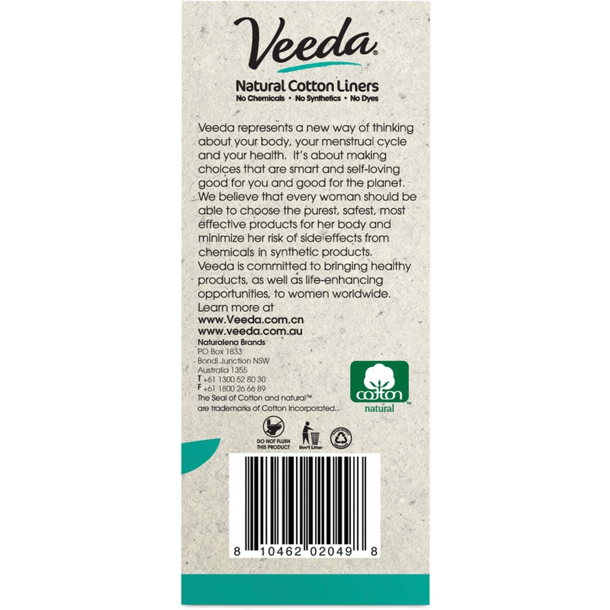 Veeda Natural Cotton Liners Thin 40 Pack Woolworths