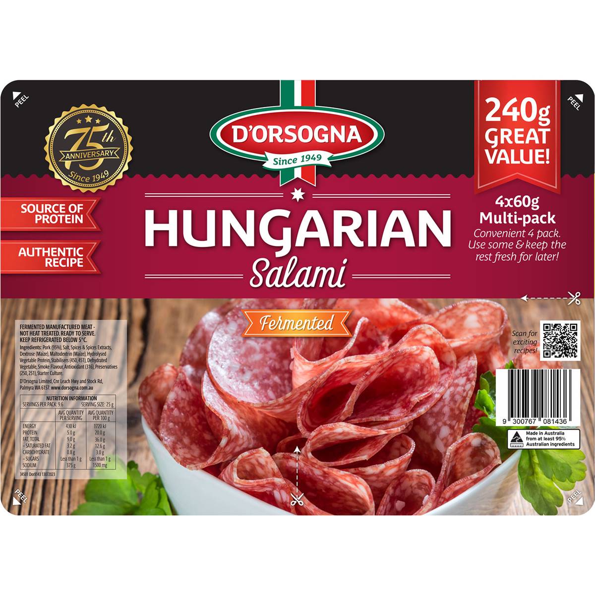D'orsogna Hungarian Salami 4 Pack Woolworths