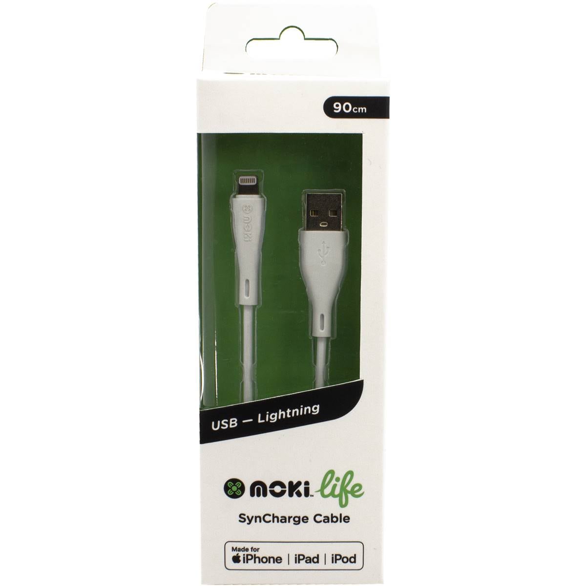 Moki Life Lightning To Usb Syncharge Cable 90cm (mfi) Each Woolworths