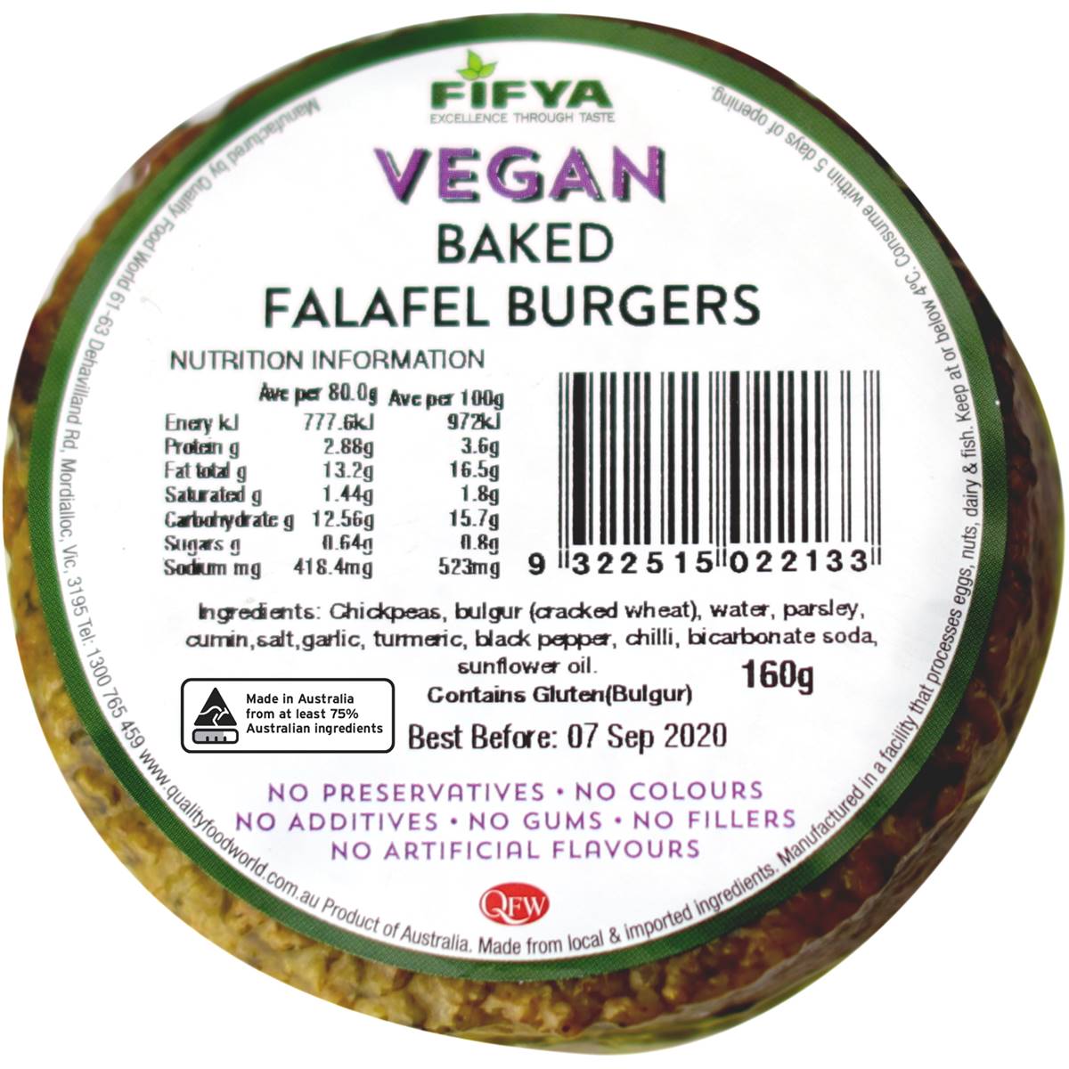 Fifya Vegan Baked Falafel Burgers