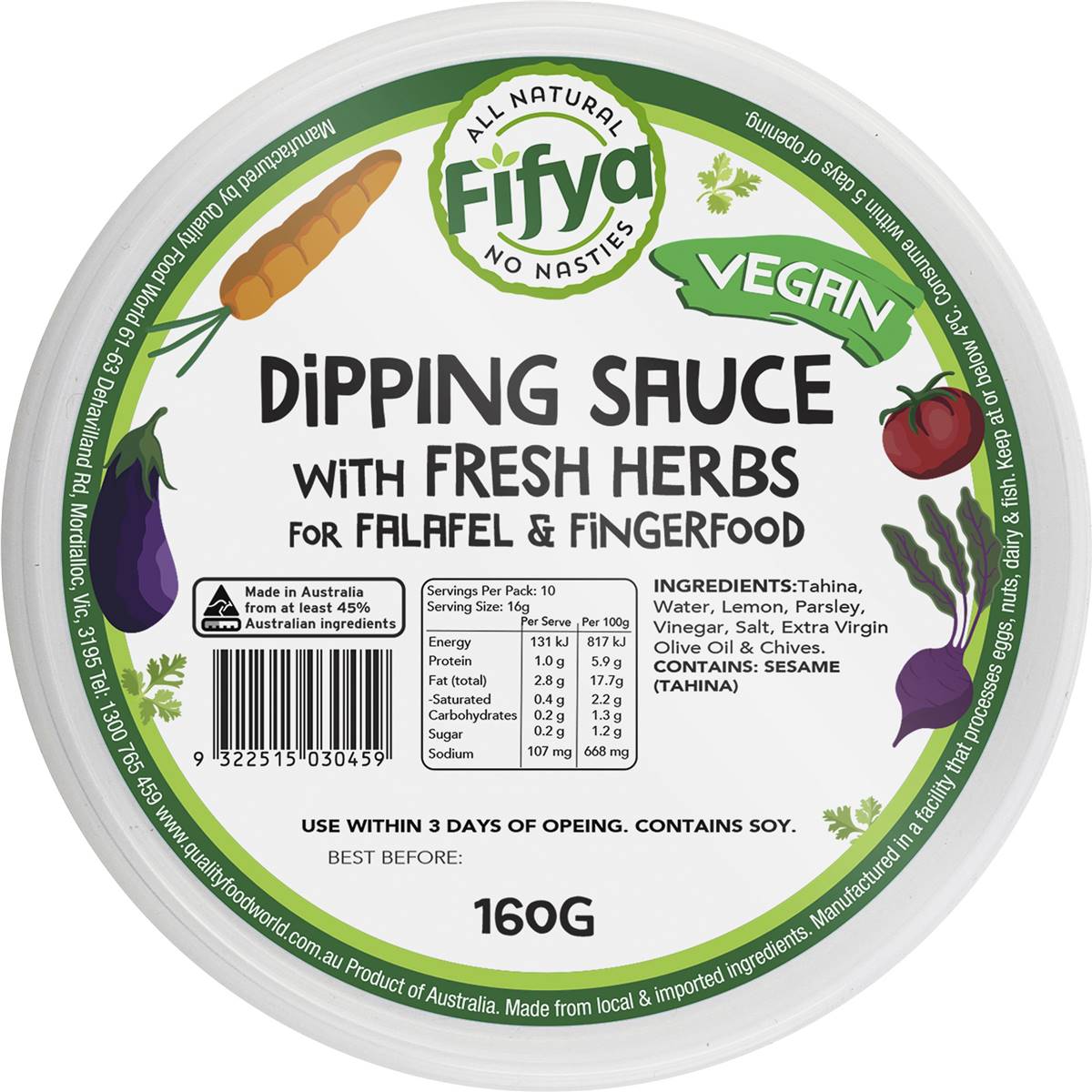 Fifya Vegan Dipping Sauce With Fresh Herbs