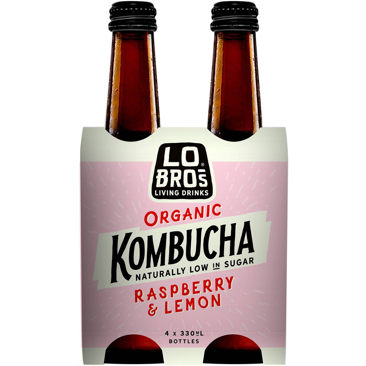 Lo Bros Organic Kombucha Raspberry Lemon 4 Pack Woolworths