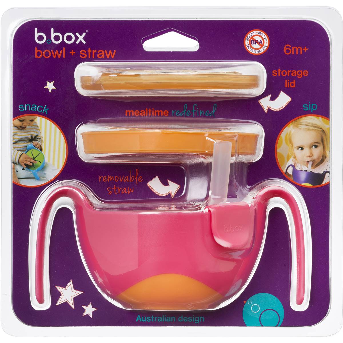 B.box Bowl & Straw  - Strawberry Shake