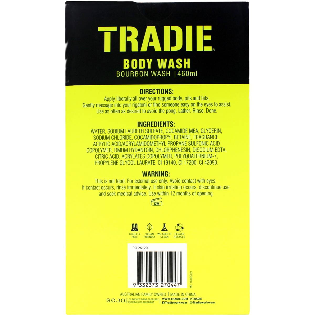 Tradie Bourbon Wash/whiskey Wash 460ml Woolworths