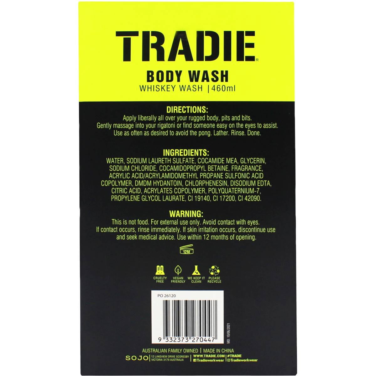 Tradie Bourbon Wash/whiskey Wash 460ml Woolworths