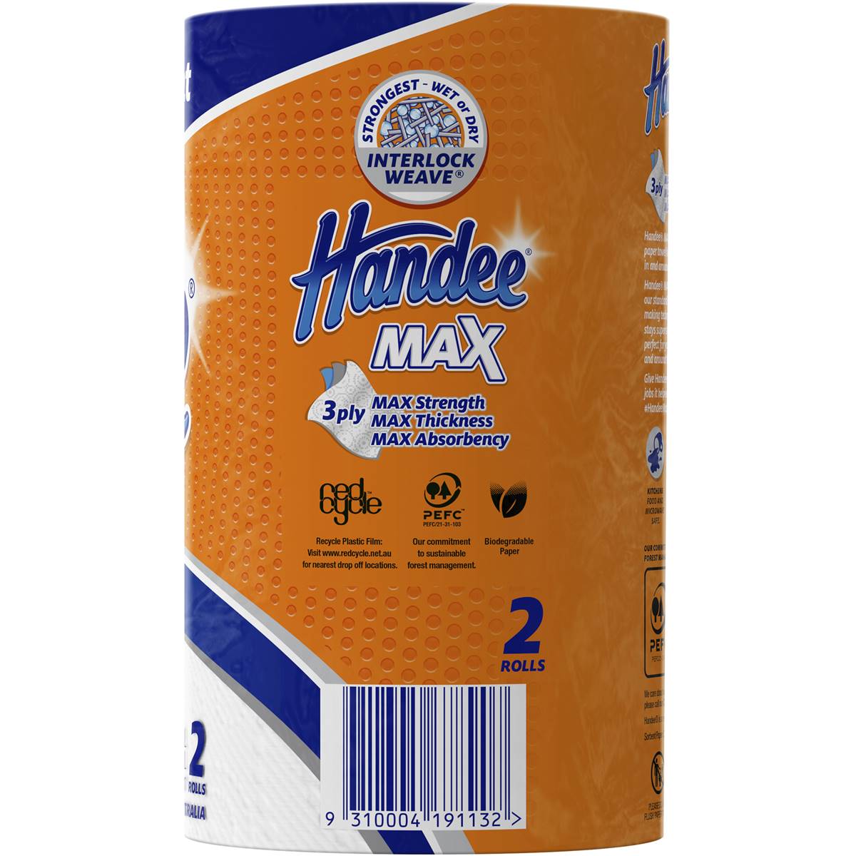 Handee Max Paper Towel White 3 Ply 100 Sheets 2 Pack Woolworths